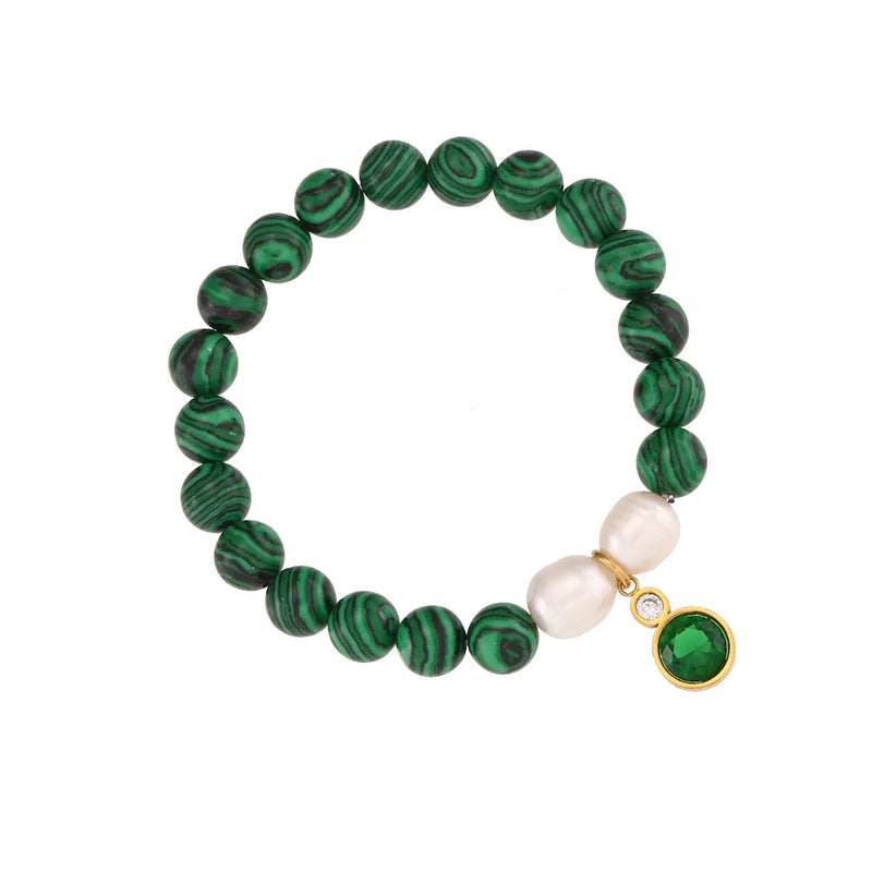 Natural Stone Beaded Bracelet Elastic Cord for Women