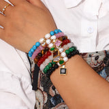 Natural Stone Beaded Bracelet Elastic Cord for Women