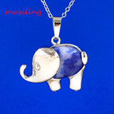 Stone Elephant Pendants Crystal Charm Jewelry 10pcs