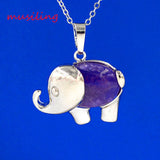 Stone Elephant Pendants Crystal Charm Jewelry 10pcs