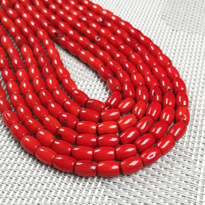 Natural Stone Elliptical Red Coral Beads DIY Jewelry Making 15'' Strands
