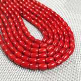 Natural Stone Elliptical Red Coral Beads DIY Jewelry Making 15'' Strands