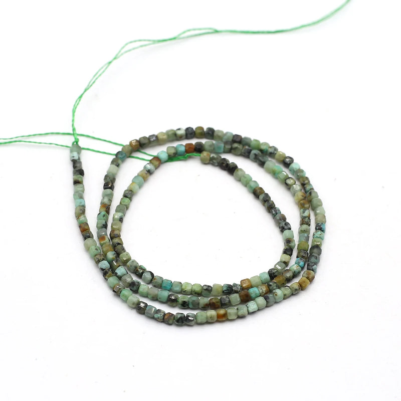 Faceted African Turquoise Spacer Beads 2mm