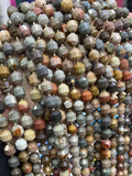 Faceted American Map Jaspers Football Beads 15'' Strand for Jewelry Making