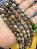 Faceted American Map Jaspers Football Beads 15'' Strand for Jewelry Making