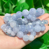 Natural Stone Faceted Beads Aquamarines Chalcedony Diy Bracelet 15''