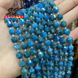Natural Stone Faceted Apatite Spacer Charm Beads 8mm