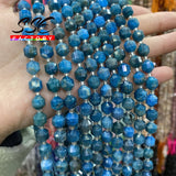 Natural Stone Faceted Apatite Spacer Charm Beads 8mm