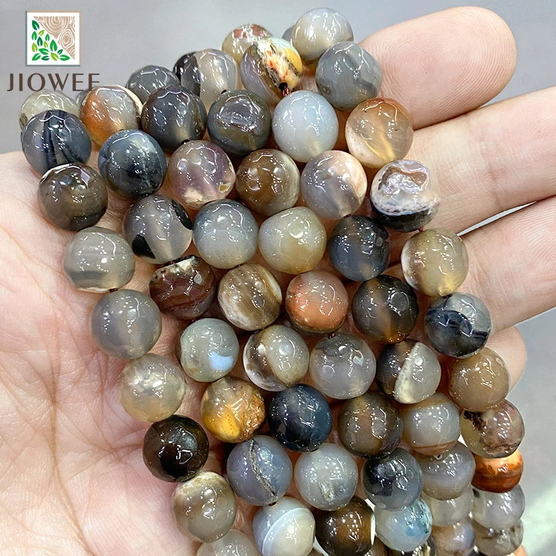 10mm Brown Dream Dragon Veins Agate Round Beads 15''