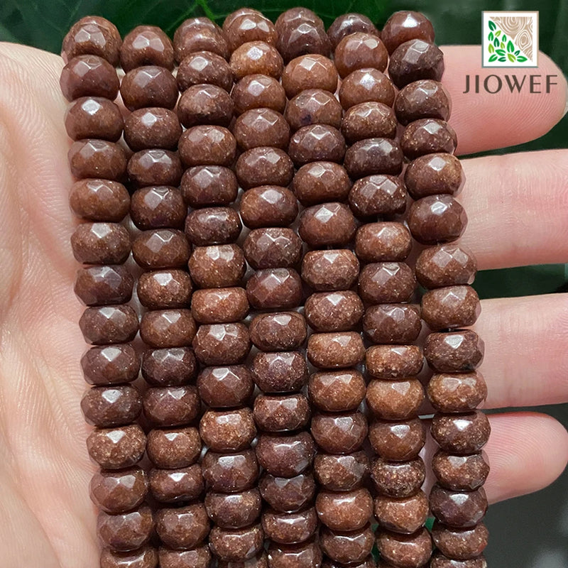Coffee Brown Jaspers Faceted Rondelle Beads 8mm