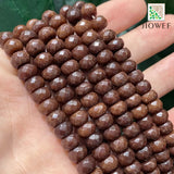 Coffee Brown Jaspers Faceted Rondelle Beads 8mm