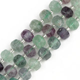 Fluorite Faceted Column Beads 8x6mm for Jewelry Making