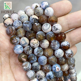 10mm Natural Stone Frost Brown Fire Dragon Veins Agates Bead Bracelet Earrings