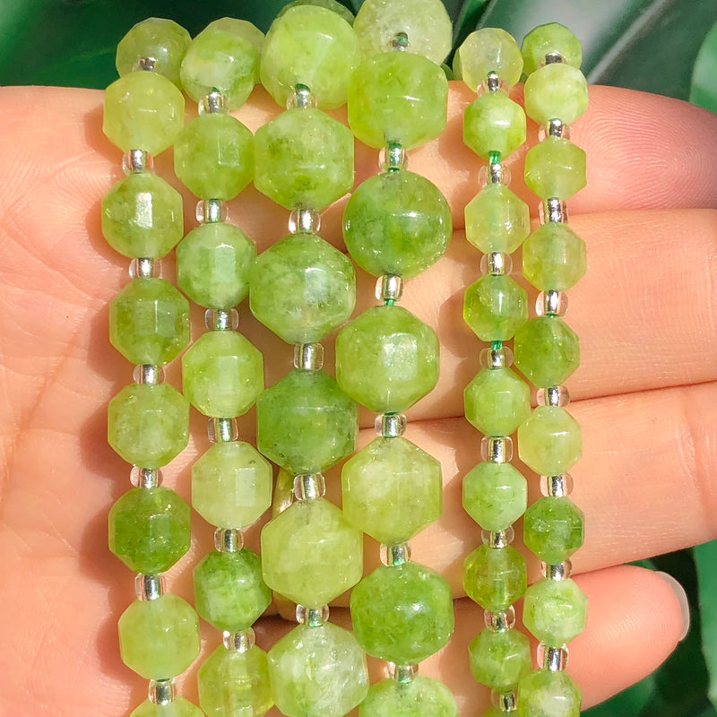 Green Peridots Crystal Stone Faceted Round Beads for Jewelry Making