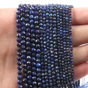 Faceted Lapis Lazuli Seed Round Beads 2-4mm 15''