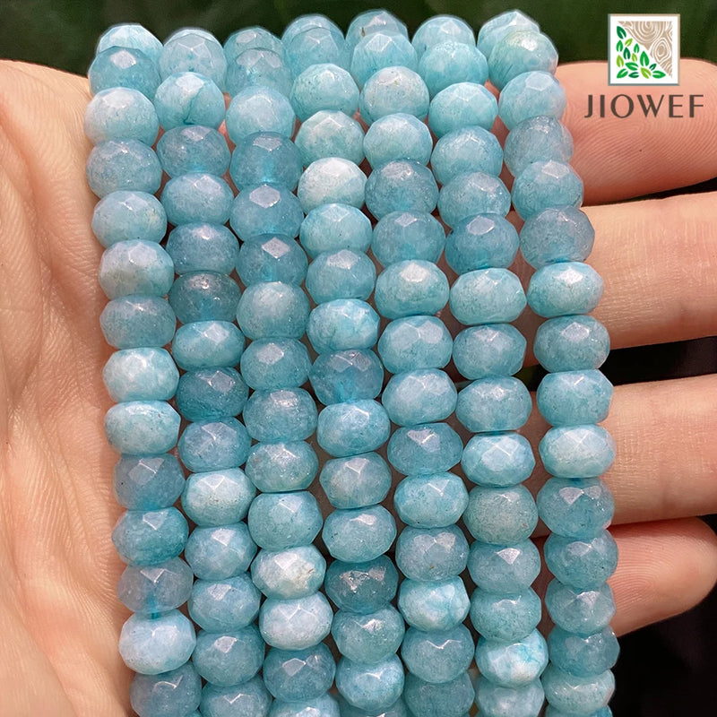 8mm Natural Stone Faceted Rondelle Spacer Beads 15'' Strand
