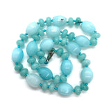 Faceted Oval Agate Turquoise Pink Crystal Necklace