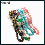 Faceted Oval Agate Turquoise Pink Crystal Necklace