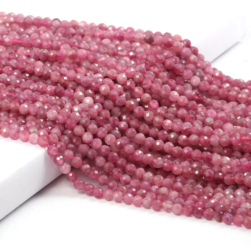 Faceted Pink Tourmaline Small Beads for Jewelry Making