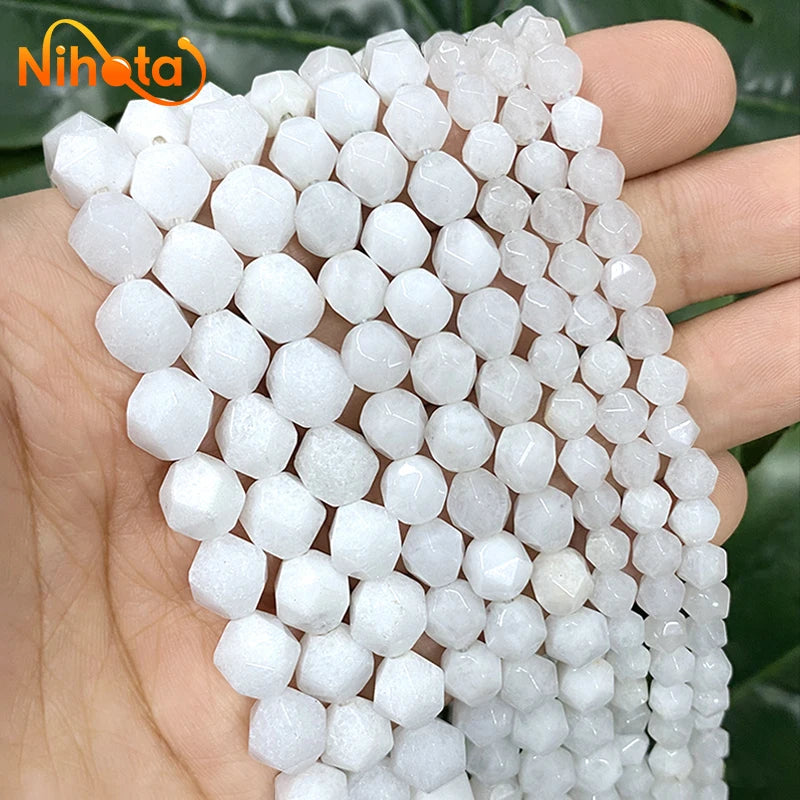 Faceted Porcelain Jaspers Loose Beads 14" Strand