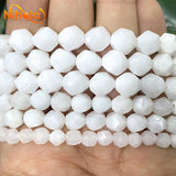 Faceted Porcelain Jaspers Loose Beads 14" Strand