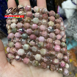 Red Rhodonite Natural Stone Faceted Beads 8mm 15 Inches