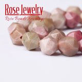 Natural Stone Faceted Rhodonite Round Beads 15 Inches Strand