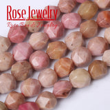 Natural Stone Faceted Rhodonite Round Beads 15 Inches Strand
