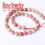 Natural Stone Faceted Rhodonite Round Beads 15 Inches Strand