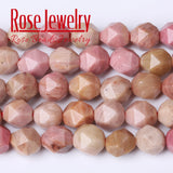 Natural Stone Faceted Rhodonite Round Beads 15 Inches Strand