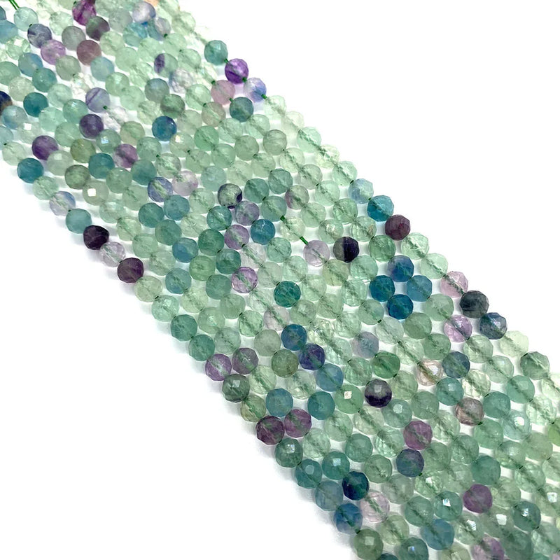 Green Fluorite Faceted Round Bead Semi Precious Stone 6mm