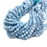 6mm Aquamarine Natural Stone Faceted Round Beads for DIY Jewelry