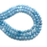 6mm Aquamarine Natural Stone Faceted Round Beads for DIY Jewelry