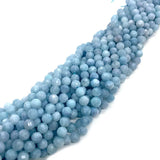 6mm Aquamarine Natural Stone Faceted Round Beads for DIY Jewelry