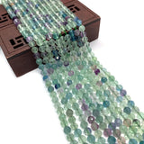Green Fluorite Natural Stone Faceted Round Beads for DIY Jewelry