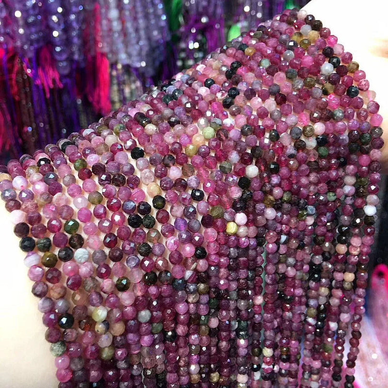 Natural Stone Tourmaline Beads 3mm for Jewelry Making