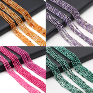 Natural Stone Faceted Small Beads for Women Jewelry Necklace Bracelet 2-4mm