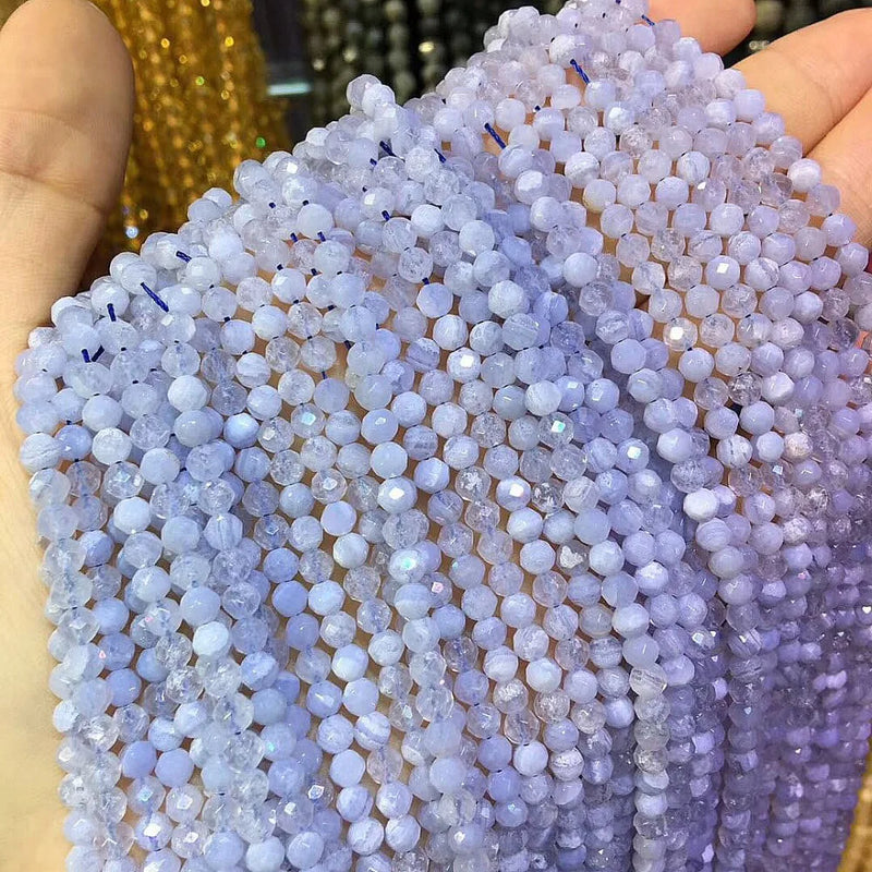 Purple Agate Faceted Small Beads 3-4mm Loose Beads for Jewelry Making DIY