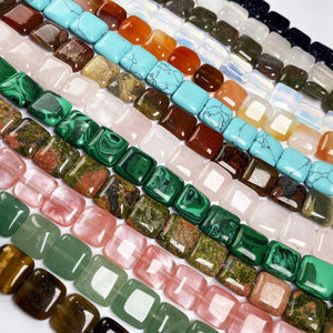 Faceted Square Turquoise Green Aventurine Beads 12x12x5mm