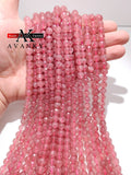Strawberry Crystal Quartz Faceted Beads 8MM