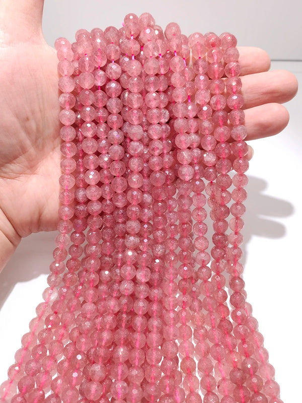 Strawberry Crystal Quartz Faceted Beads 8MM