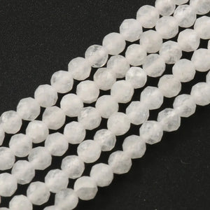 Faceted Moonstone 2 3 4mm Round Loose Beads 15''