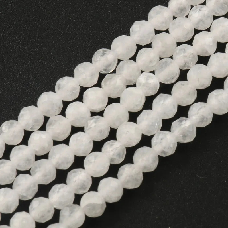 Faceted Moonstone 2 3 4mm Round Loose Beads 15''