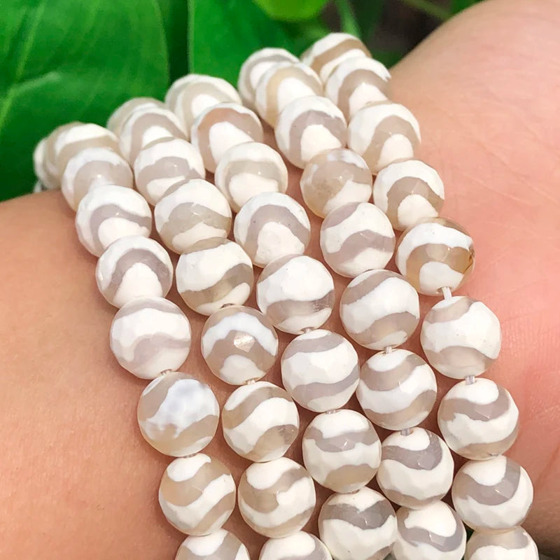 Faceted Water Wave Stripe Agates Beads 8/10mm 15'' for DIY Bracelets