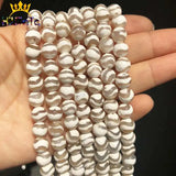 Faceted Water Wave Agates Round Beads 15''Strand 8/10mm