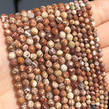 Natural Stone Faceted Wooden Jaspers Spacer Beads 2-4mm