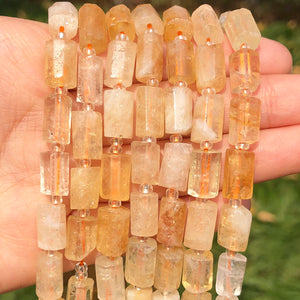 Faceted Yellow Citrine Cylinder Spacer Beads for DIY Jewelry Making