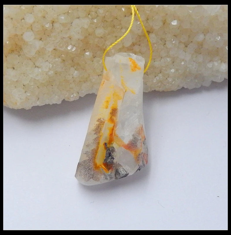 Natural Stone Faceted Quartz Pendant, Semiprecious Stone Jewelry