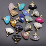 Natural Stone Fan-Shaped Pendants Quartz Labradorite Amethyst Charms