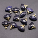 Natural Stone Fan-Shaped Pendants Quartz Labradorite Amethyst Charms